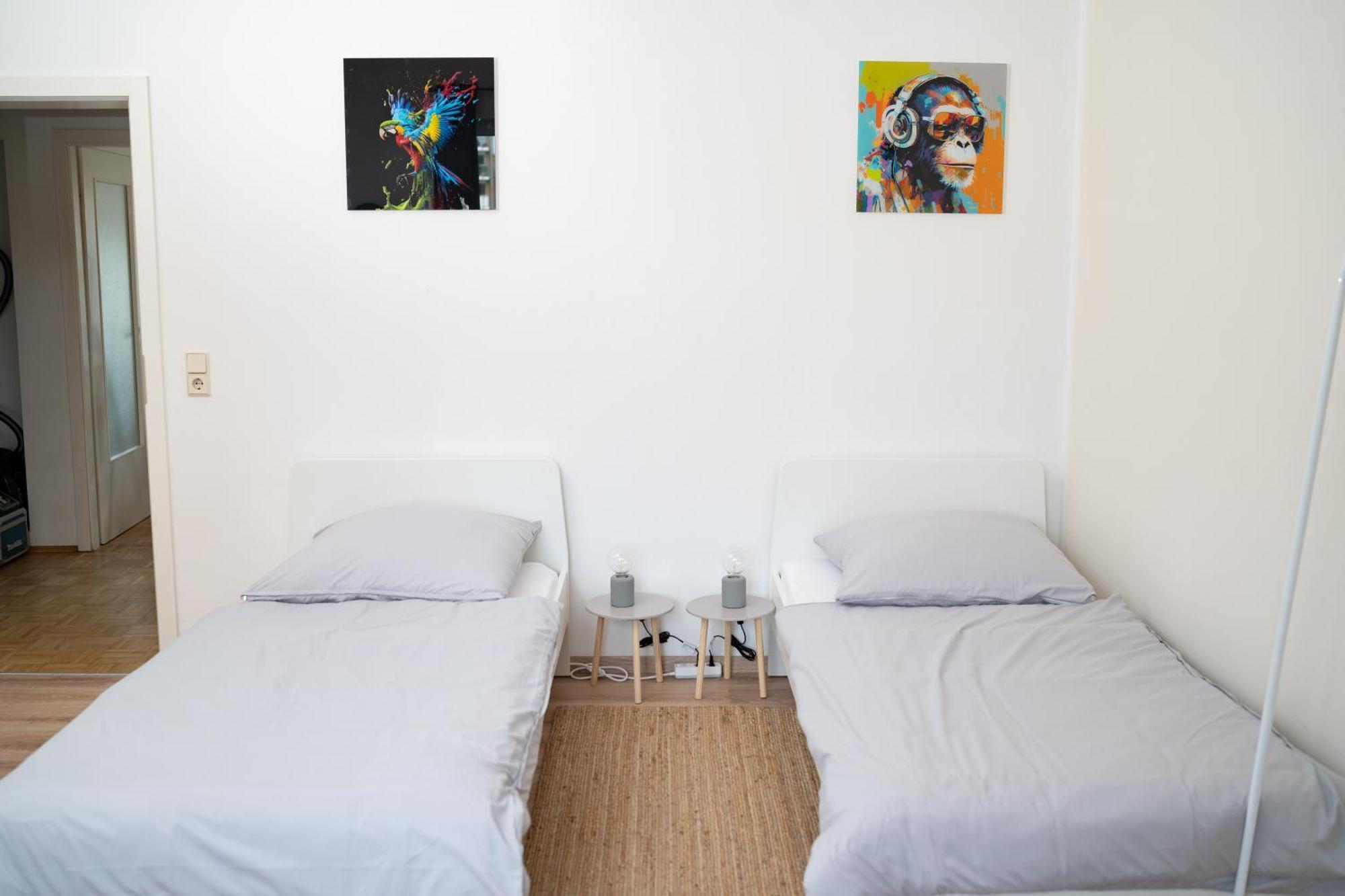 Design Ferienoase Mit Einzelbetten - 2 Schlafzimmer - Waschmaschine - Parkplatz Apartment